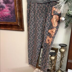 Gray and Orange Love Print Sweatpants